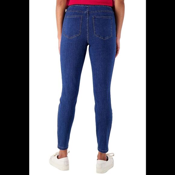 Isaac Mizrahi Live! Pull On Embroidered Ankle Jeans Medium Indigo - Regular - Picture 2 of 2